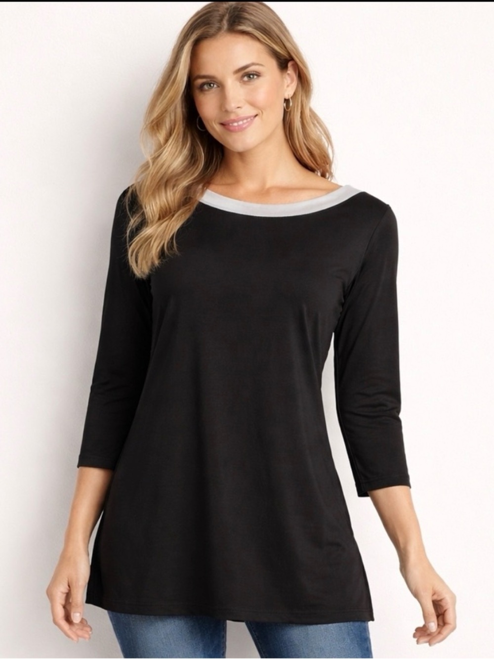 🇨🇦SYMPLI Tunic Underline Boat Neck 3/4 Sleeve US 10